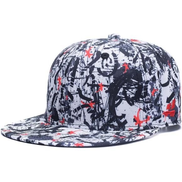Adjustable Snapback Hat for Men Women Black Red White - Picture 1 of 7